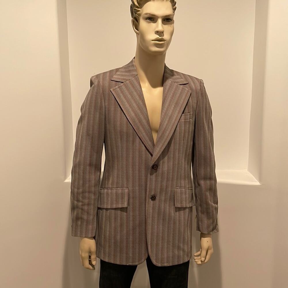 Vintage 1970's Made in Japan Men’s Blazer/ Sport Coat Grey Orange  Size 40 L